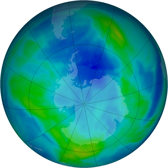 Antarctic ozone map for 15 April 2009